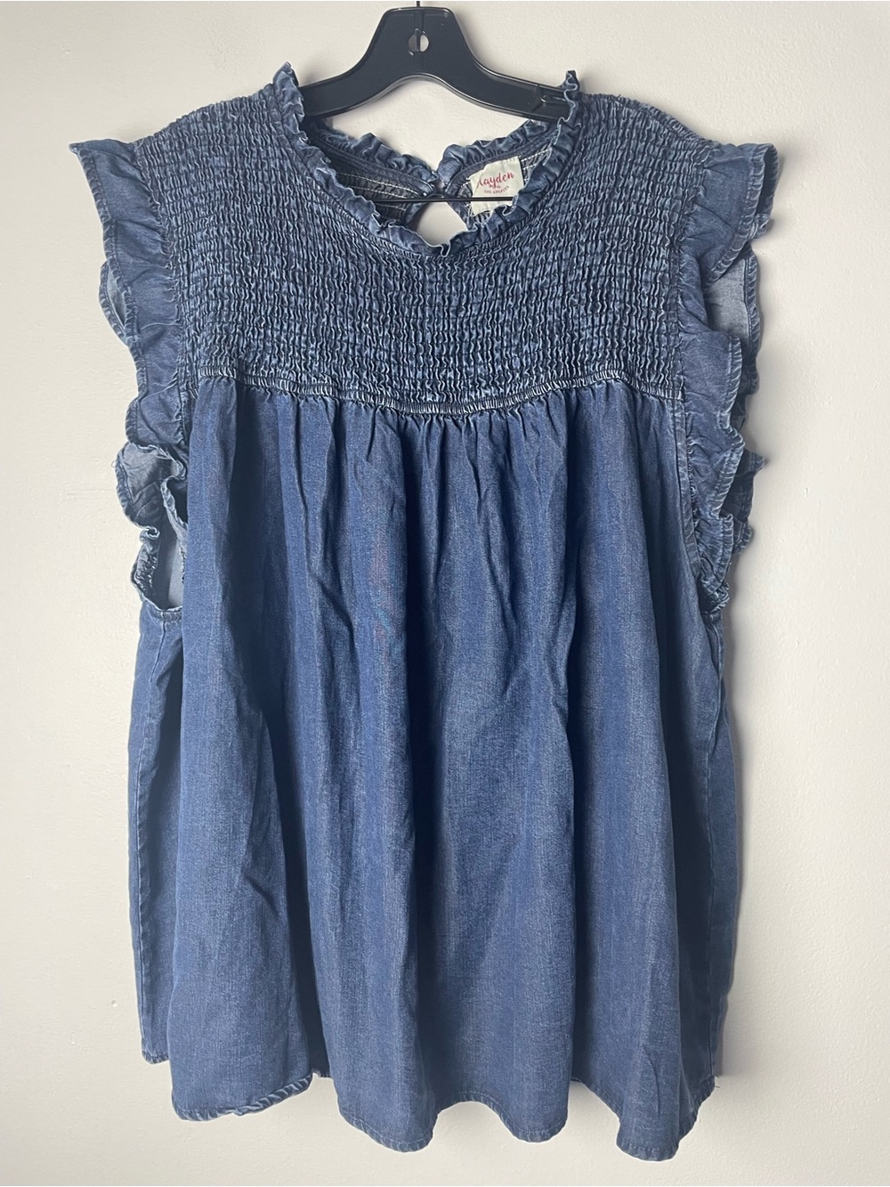 Hayden Los Angeles Denim Blue Smocked Top 2XL